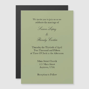 Sage Plain Simple Magnetic Wedding Investigation Magnetisk Inbjudningskort