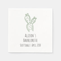 Sage Prickly Pear Cactus Bachelorette Pappersserve