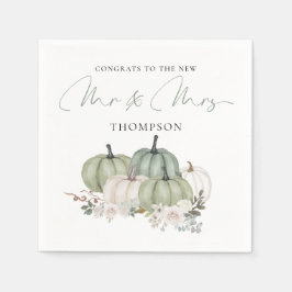 Sage Pumpkins Blommigts Gratulerar Bröllop Pappersservett