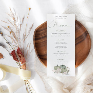 Sage Pumpkins Cream Blommigt Bröllop Meny