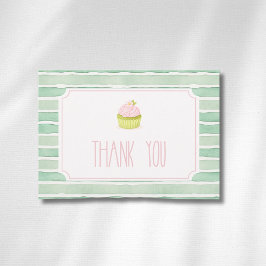 Sage-randig Cupcake Matcha Vintage Baby Shower-inb Tack Kort