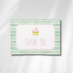 Sage-randig Cupcake Matcha Vintage Baby Shower-inb Tack Kort