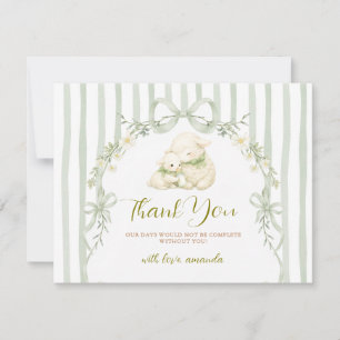 Sage randig lamm liten baby shower floral tack kort
