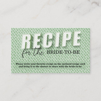 Sage Retro Elegant Recept för den blivande bruden Tilläggskort