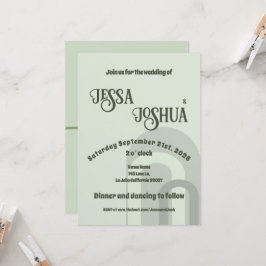 Sage Retro Funky Disco Bröllop - djärv modern Roli Inbjudningar