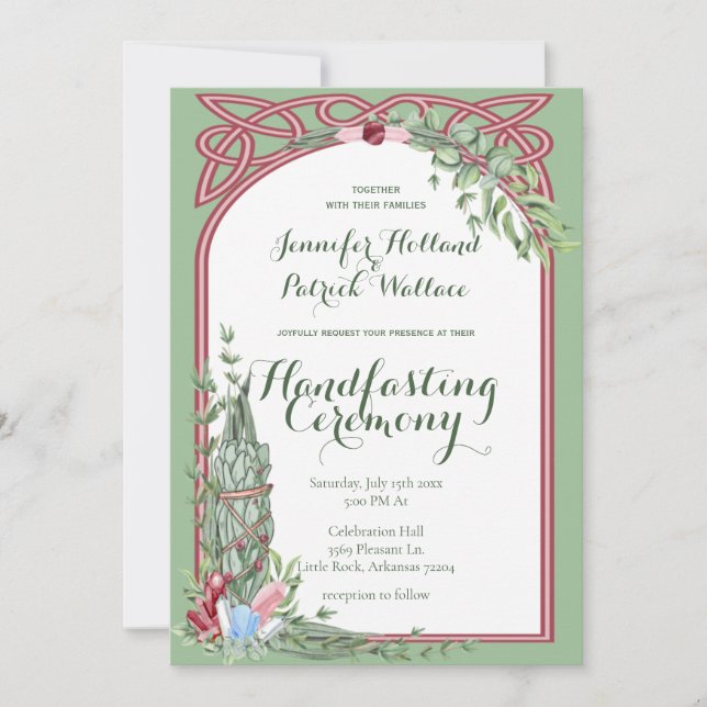 Sage & Ro örbal Crystal Handfasteing Inbjudningar (Framsida)