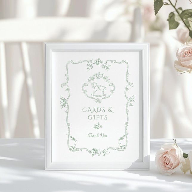 Sage Rocking horse Chinoiserie Cards och presenter Poster (Skapare uppladdad)