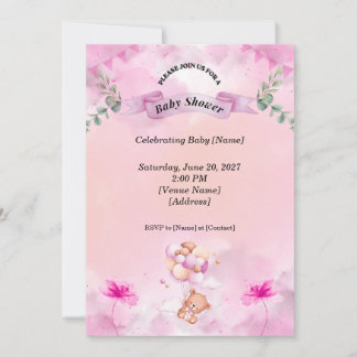 Sage Rosa Baby Shower Inbjudan