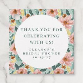 Sage Rosa Blommig Bröllopsfest Anpassad Tack Gåvor Etiketter