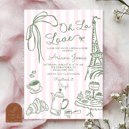 Sage Rosa Randig Paris Oh La Love Bröllopsfest Inbjudningar