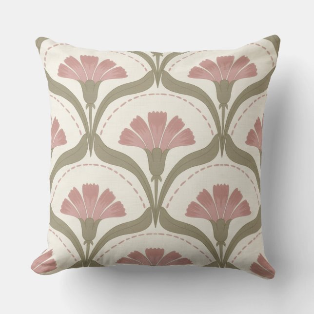 Sage & Rose Floral Throw Pillow Kudde (Framsida)