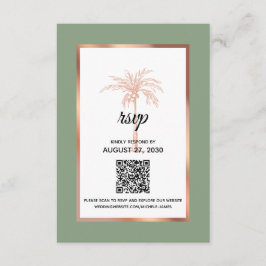 Sage Rose Guld Koppar Palmträd QR-kod Bröllop OSA Kort