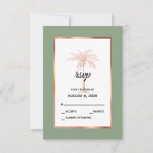 Sage Rose Guld Koppar Palmträd Strand Bröllop