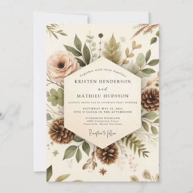 Sage Rustic Woodland Wedding Inbjudningar (Framsida)