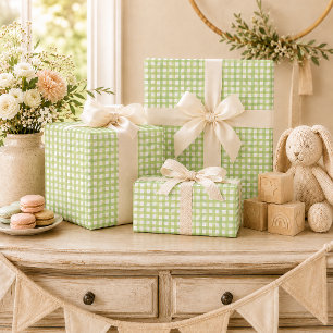 Sage-rutigt presentpapper för baby shower