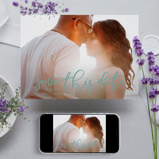 Sage Sea Skam Grönt Photo Classic Calligraphy Spara Datumet (Skapare uppladdad)