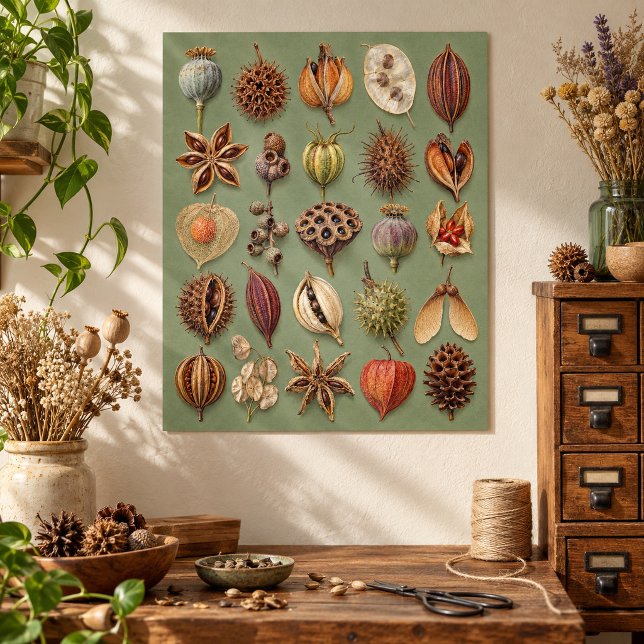 Sage Seed Library Konsttryck Poster (Unframed paper art print. All texture effects are printed. Room styling props are not included.)