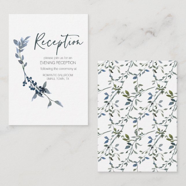 Sage Silver Grön Blommig Bröllopsföljekort Tilläggskort (Fram/baksida)