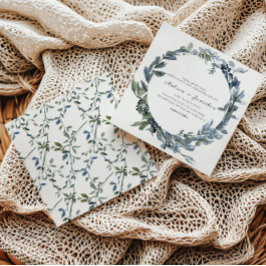 Sage Silver Grön Blommig Bröllopsinbjudan