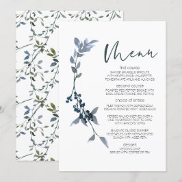 Sage Silver Grön Blommig Bröllopsmeny Meny