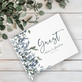 Sage Silver Grönt Blommigt Bröllop Guest Bok
