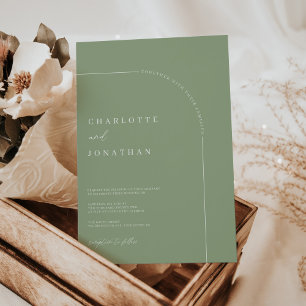 Sage Simple Modern Arch Bröllop Inbjudningar