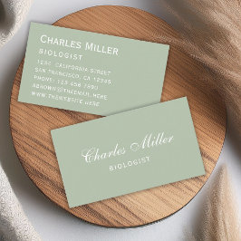 Sage Simple Modern Grönt White Elegant Script Visitkort