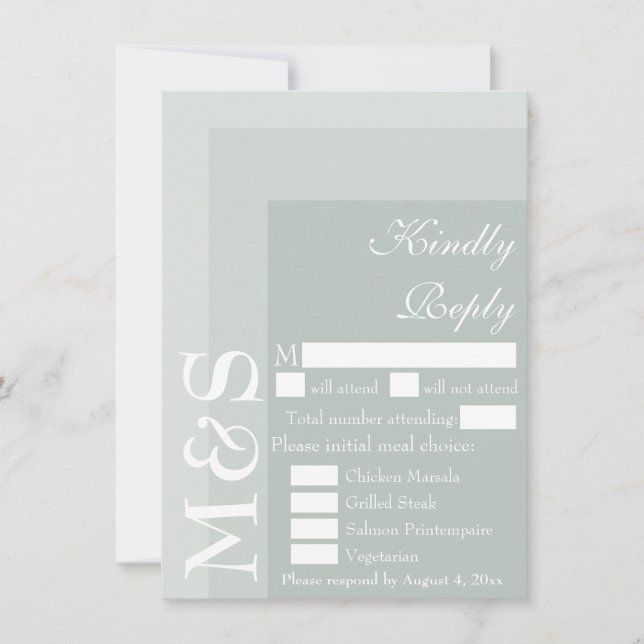 Sage Simple Modern Script Bröllop RSVP-kort Tack Kort (Framsida)