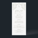 Sage Sketched Vintage Flourish Monogram Bröllop Meny<br><div class="desc">Elegant skissade vintagen blomstrar i ram med parets monogram- och snyggt-skript i sage grönt färg,  moderna och klassrika menyer,  underbara bröllop-menyer för modern klassisk bröllop,  luxe vintage bröllop och romantisk formell bröllop.</div>
