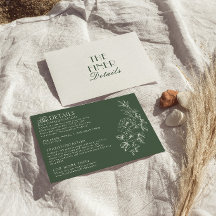 Sage Smaragdgrön Blommig Boho Bröllopsinformation