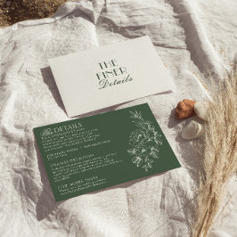 Sage Smaragdgrön Blommig Boho Bröllopsinformation Tilläggskort
