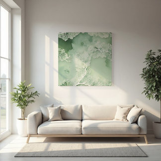 Sage Snöre Lichen Abstrakt - Organic Modern Canvastryck
