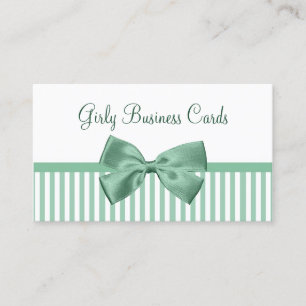 Sage Stripe Bow Boutique Visitkort