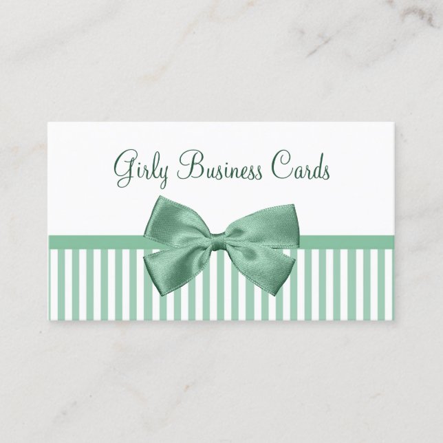 Sage Stripe Bow Boutique Visitkort (Framsida)