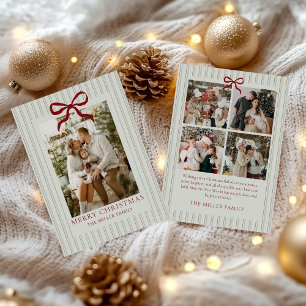 Sage Stripe Familjefoto Jul Högtidskort Julkort