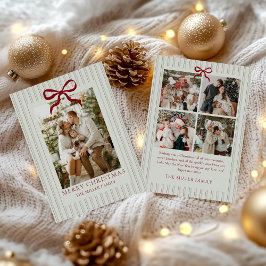 Sage Stripe Family Photo Christmas Holiday Card Julkort