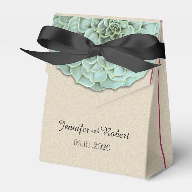 Sage Succulding Wedding Favor Box Presentaskar (Framsidan Sidan)