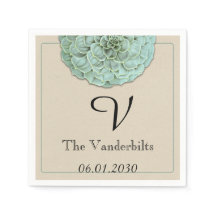 Sage Succulent Monogram Bröllop Napkin