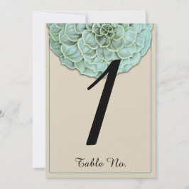 Sage Sukkulent Bröllops Bordskort Nummer