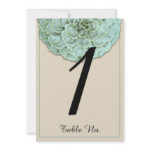 Sage Sukkulent Bröllops Bordskortnummer