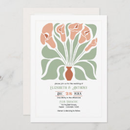 Sage & Terracotta Abstract Floral Boho Wedding Inbjudningar