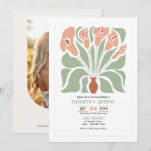 Sage & Terracotta Abstrakt Blommig Boho Bröllop