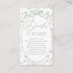 Sage toile Baby Shower Bok Tilläggskort