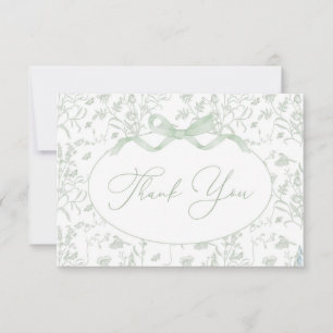 Sage Toile Baby Shower - tack för ditt kort