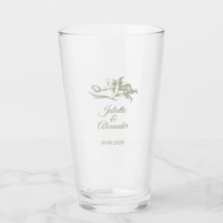 Sage Toile de Jouy Wedding Glass Cup with Cherub Glaskopp