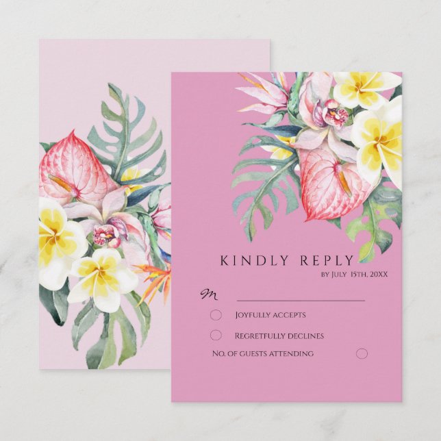 Sage Tropical Floral Botanical Wedding Tilläggskort (Fram/baksida)