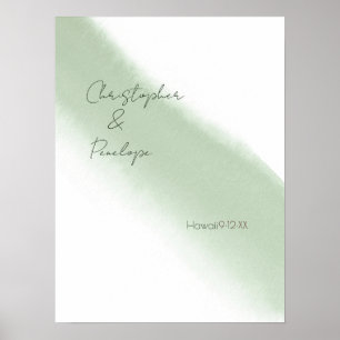 Sage Vattenfärg Minimalistisk Kalligrafi Bröllop Poster