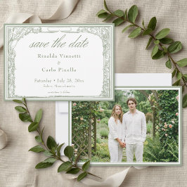 Sage Vintage Botanical Trellis Arch Photo Wedding Spara Datumet