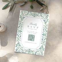 Sage Vintage Botanisk Blommig QR-kod Bröllop