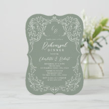 Sage Vintage Flourish Monogram Övningsmiddag
